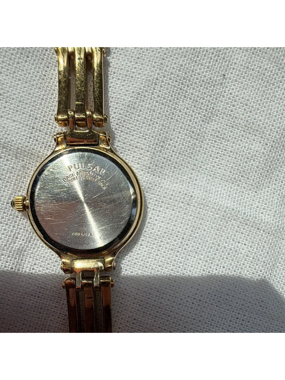 Pulsar Women's Quartz Analog Gold Tone Bracelet Watch, White Dial, working
